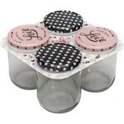 Gastro kozarec za vlaganje 540 ml, navojni pokrov Made with Love, različne barve, set 4 kos