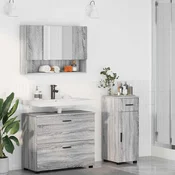 vidaXL Komplet pohištva za kopalnico s predalom 3 pcs Siva sonoma