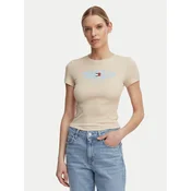 Tommy Jeans Majica Wavy Flag DW0DW22272 Svetlo bež Slim Fit