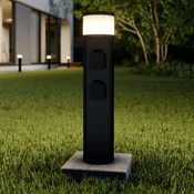 Lucande LED-sokelna svetilka Corban, siva, vtičnice, IP44 - Sodobni - antracit - Aluminij