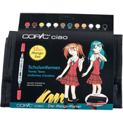 Set markera s pernicom Copic Ciao - Trendy Teens Manga Case, 12 boja