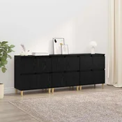 Komode 3 pcs Crni hrast 60 x 35 x 70 cm Konstruirano drvo
