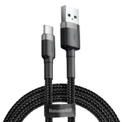 BASEUS Izdržljivi pleteni kabel USB na USB-C QC3 0,5 m - crno-sivi