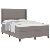 Vidaxl Postelja z vzmetnico z vzmetnico Taupe 200 x 160 cm blago