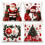 Netscroll Božične prevleke za blazine s 3D videzom, rdeče ali zelene, 45 x 45 cm, 4 kosi, RedXmass