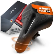 ANFIL ANFIL Kolesarski Sedež z Blazino – Ergonomski Gel Sedež za Moške in Ženske – Udoben, Mehak, Blaži Udarce & Dihajoč – Za MTB, Cestna, Mesta & Vadbena Kolesa – Vodoodporna Memory Foam Oblika, treking