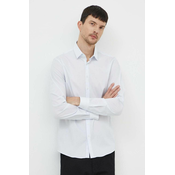 Košulja Calvin Klein za muškarce, boja: bijela, slim, s klasicnim ovratnikom