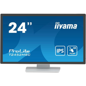 IIYAMA ProLite monitor T2452MSC-W1 24 bel, IPS, projektivna kapacitivnost 10 točk na dotik, HDMI, Display Port, steklo od roba do roba, premaz proti