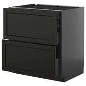 METOD / KNIVSHULT Pod.orm.2front/2dnj/1srd/1vis.fiok, Crnosiva/Lerhyttan crno bajcovano, 80x60 cm