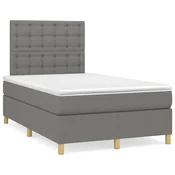 Box spring postelja z vzmetnico LED temno siva 120x190 cm blago
