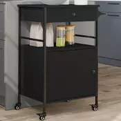 Vidaxl vidaXL Kuhinjski voziček, črne barve, 56 x 43 x 89,5 cm, material na osnovi lesa