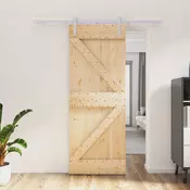 vidaXL Drsna vrata Naravna in bela 80 x 210 cm Trdna borovina
