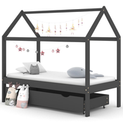 vidaXL Otroški posteljni okvir s predalom temno siv 80x160 cm