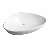 Pultni keramični umivalnik TERUEL, 58,5 x 14 x 39 cm - Bela - 24 - 39.00 - Keramika - Stojalo - Ne - Sapho - 58.50 - Brez odprtine - Oval/Ellipse - Umivalnik za namestitev na polico - 58,5x14x39 cm