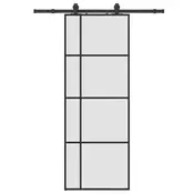 shumee vidaXL Drsna vrata z opremo črna 76x205 cm ESG steklo