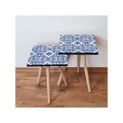 Hanah Home Sklapajuci Stocic 2 Komada 2SHP41 - Navy Plavo