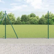 vidaXL Ograjni komplet Komplet 2 Zelena Kovina, PVC 25 x 1.5 m