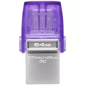 Kingston 64GB USB flash drive, 2-in-1 USB 3.2 Gen.1 Type-C & Type-A, DataTraveler microDuo 3C ( DTDUO3CG3/64GB )