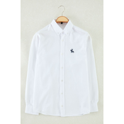 Trendyol White Regular Fit Embroidered Detail Oxford Smart Shirt