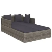 Vidaxl Ležalnik z blazinami 182x118x63 cm poli ratan