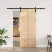 vidaXL Drsna vrata Naravna 100 x 208 cm Trdna borovina