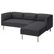LILLEHEM Modularna sofa trosed s lenjivcem, Gunnared/tamnosiva drvo