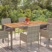Vrtni stol s drvenom plocom sivi 190 x 90 x 75 cm od poliratana