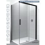 CONCEPT Tuš kabina Alpha, Crno zatamnjeno staklo 8mm, Crni ram, 140x90x200cm