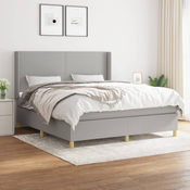 Greatstore Box spring postelja z vzmetnico svetlo siva 180x200 cm blago