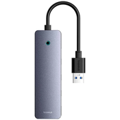 Baseus Hub 4in1 UltraJoy Lite 15cm USB-A to 4x USB 3.0 + USB-C 5V (grey)