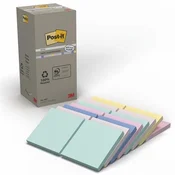 Samolepilni blok, 76x76 mm, 16x100 listov, ekološki, 3M POSTIT Nature, mešanica pastelnih barv, 1600 listov