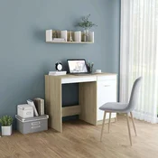 vidaXL vidaXL Pisalna miza bela in sonoma hrast 100x50x76 cm iverna plošča, (5000044860)