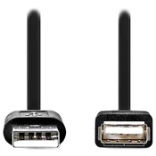 Nedis USB 2.0 podaljšek/ vtič USB-A - vtičnica USB-A/ ponikljani konektorji/ črn/ v razsutem stanju/ 1 m