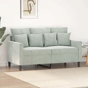 Vidaxl vidaXL Dvosed svetlo siv 120 cm oblazinjen z žametom