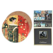 Carmani, keramični podstavek za skodelico, okrogel - motiv po navdihu G. Klimta