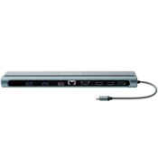 CANYON DS-90, 14 in 1 hub, with Type C female *2,Type C male *1:max 10Gbps,USBA*3:max 10Gbps,DP*1,VGA*1,SD card slot*1,TF card slot*1,Audio 3.5 audio*1,HDMI*2,RJ45*1,cable length 0.20m,Aluminum alloy housing,76*22.5*301mm,Dark grey - CNS-HDS90