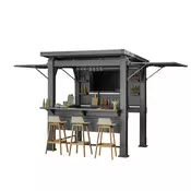 Bar-b-q gazebo plastični vrtni gazebo orehovo-siva