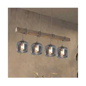 Brilagi - viseči lestenec na kablu WOOD GLASS 4xE27/60W/230V borovica/siva/dimno siva