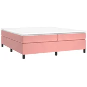 Vidaxl Box spring postelja z vzmetnico roza 200x200 cm žamet