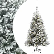 Vidaxl Umjetno božično drevo z okrasnimi kroglami 120 cm 150 LED