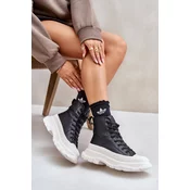BIG STAR SHOES Leather Insulated Sneakers On Massive Platform Big Star