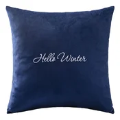 shumee Dekorativna prevleka za vzglavnik 43x43 iz mehkega žametnega blaga z vezenim napisom Hello Winter