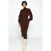 Trendyol Modest Ženska haljina Tctaw24Eb00023, Smeda