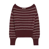 Bershka Pulover temno siva/vinsko rdeča/bela