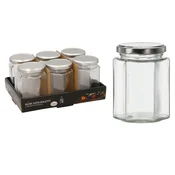 Kozarec za vlaganje šesterokoten s kovinskim pokrovom 270ml 81092