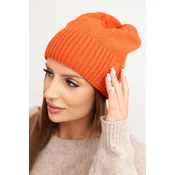 Kesi Womens winter hat made of wool with a classic ribbed knit K444 orange