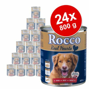 Ekonomicno pakiranje: Rocco Real Hearts 24 x 800 g - Govedina s cjelovitim pilecim srcima