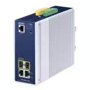 PLANET IP30 DIN-rail Industrial omrežni medijski pretvornik Aluminij, Modra