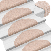 Prostirke za stepenice, samoljepljive, 15 kom, 65x21x4 cm, svijetlosmede, poluokrugle, velike