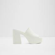 White womens leather slippers on the ALDO Maysee platform